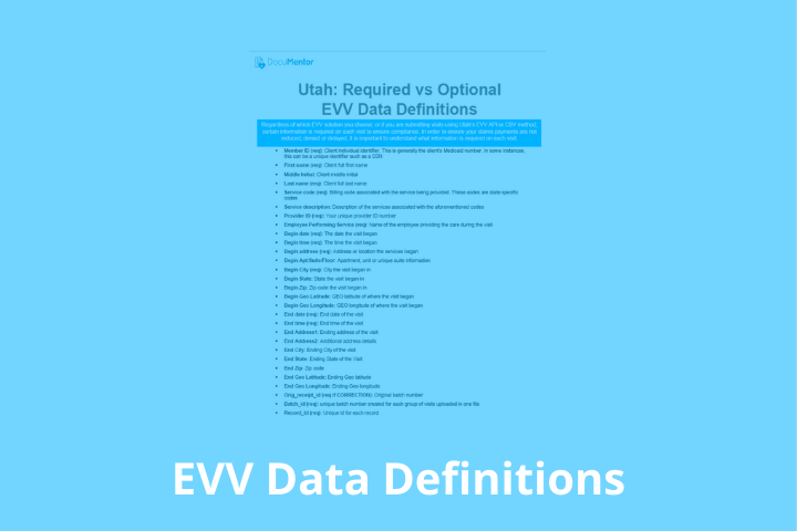 Utah Electronic Visit Verification Data Definitions